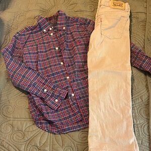 Ralph Lauren Kids Plaid Shirt - Blue and Red and Khakis
